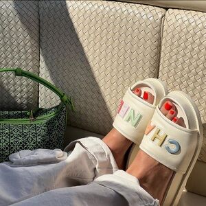 CHANEL Dad 22S lambskin leather sandals slide size 41